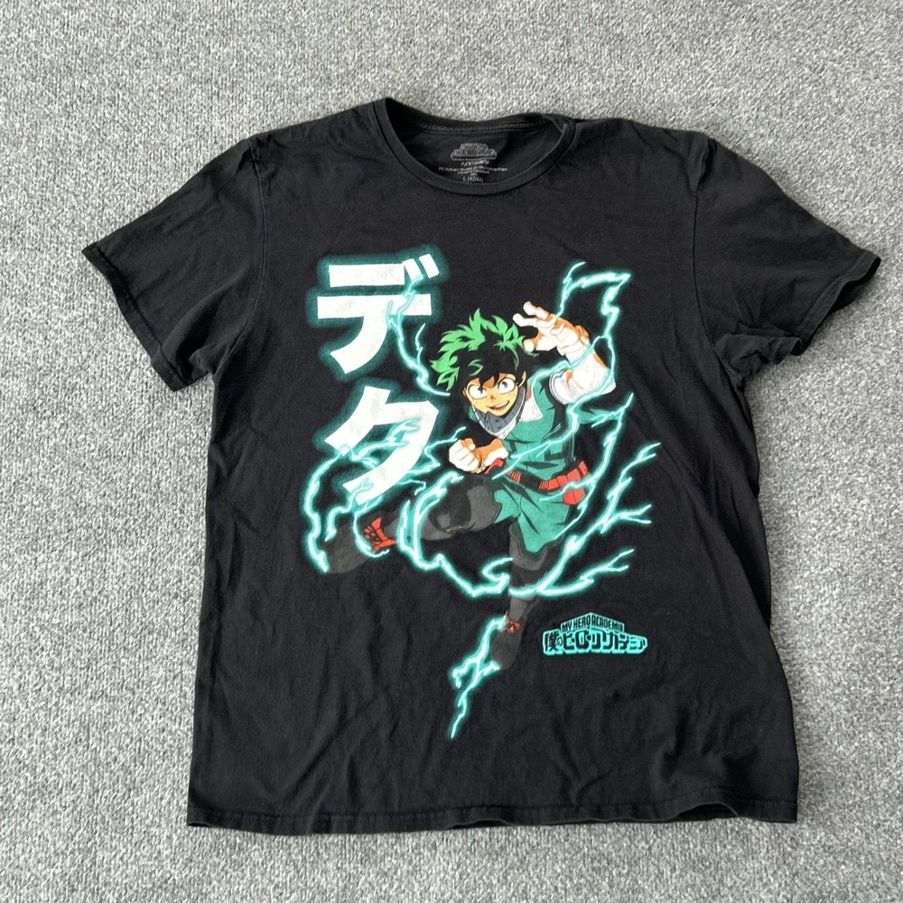 My Hero Academia Shirt Mens Large Black‎ Deku Izuku Midoriya Graphic Anime Tee